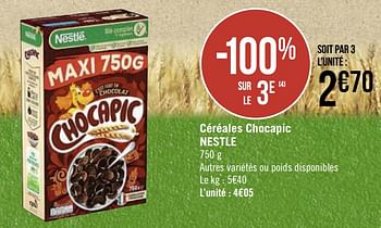 Promoties Céréales chocapic nestle - Nestlé - Geldig van 04/01/2021 tot 17/01/2021 bij Super Casino