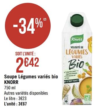 Promotions Soupe légumes variés bio knorr - Knorr - Valide de 04/01/2021 à 17/01/2021 chez Super Casino