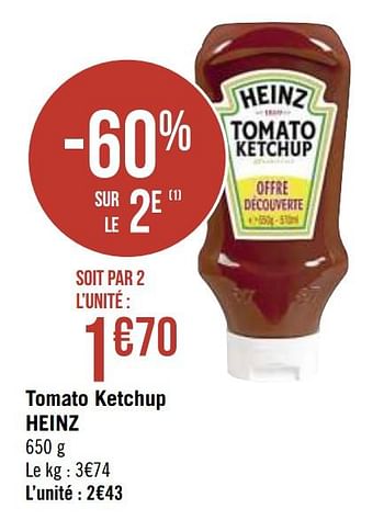 Promotions Tomato ketchup heinz - Heinz - Valide de 04/01/2021 à 17/01/2021 chez Super Casino