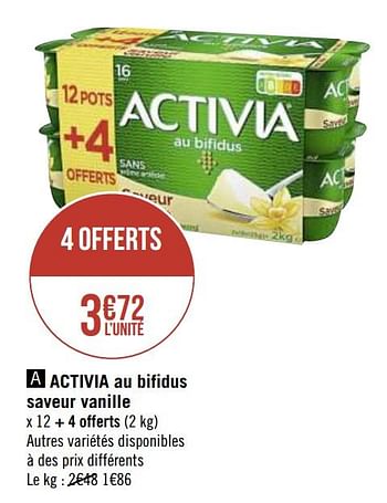 Promotions Activia au bifidus saveur vanille - Danone - Valide de 04/01/2021 à 17/01/2021 chez Super Casino