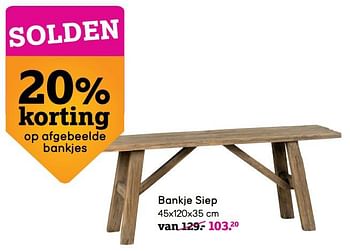 Promoties Bankje siep - Huismerk - Leen Bakker - Geldig van 04/01/2021 tot 31/01/2021 bij Leen Bakker