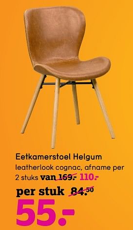 Promoties Eetkamerstoel helgum - Huismerk - Leen Bakker - Geldig van 04/01/2021 tot 31/01/2021 bij Leen Bakker