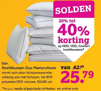 Promotions Hoofdkussen duo memoryfoam - Produit maison - Leen Bakker - Valide de 04/01/2021 à 31/01/2021 chez Leen Bakker