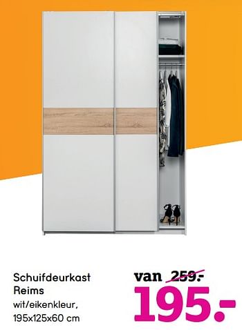 Promotions Schuifdeurkast reims - Produit maison - Leen Bakker - Valide de 04/01/2021 à 31/01/2021 chez Leen Bakker