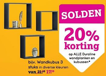 Promotions Wandkubus 3 stuks - Produit maison - Leen Bakker - Valide de 04/01/2021 à 31/01/2021 chez Leen Bakker