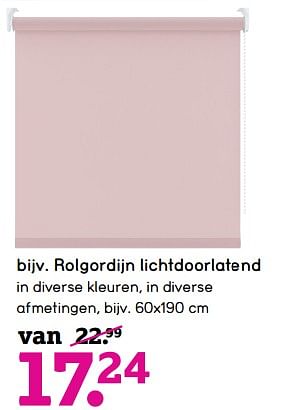 Promotions Rolgordijn lichtdoorlatend - Produit maison - Leen Bakker - Valide de 04/01/2021 à 31/01/2021 chez Leen Bakker
