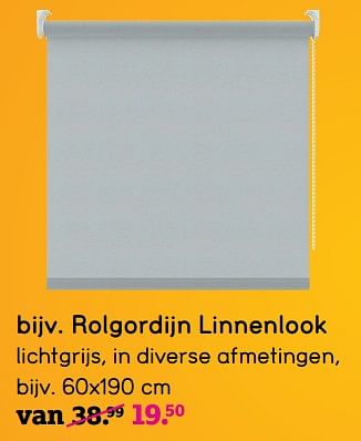 Promotions Rolgordijn linnenlook - Produit maison - Leen Bakker - Valide de 04/01/2021 à 31/01/2021 chez Leen Bakker