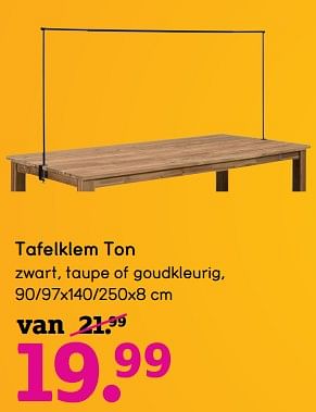 Promoties Tafelklem ton - Huismerk - Leen Bakker - Geldig van 04/01/2021 tot 31/01/2021 bij Leen Bakker