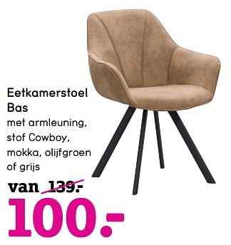 Promoties Eetkamerstoel bas - Huismerk - Leen Bakker - Geldig van 04/01/2021 tot 31/01/2021 bij Leen Bakker