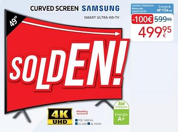 Promoties Samsung smart ultra hd-tv ue49ru7300wxxn - Samsung - Geldig van 04/01/2021 tot 31/01/2021 bij Eldi