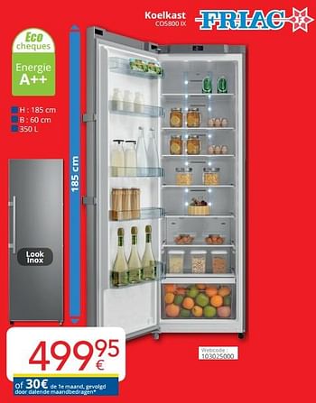 Promoties Friac koelkast co5800 ix - Friac - Geldig van 04/01/2021 tot 31/01/2021 bij Eldi