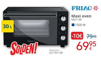 Promoties Friac maxi oven mo1130 - Friac - Geldig van 04/01/2021 tot 31/01/2021 bij Eldi