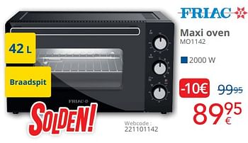 Promoties Friac maxi oven mo1142 - Friac - Geldig van 04/01/2021 tot 31/01/2021 bij Eldi