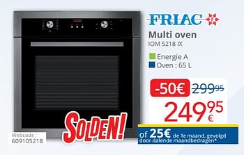 Promoties Friac multi oven iom 5218 ix - Friac - Geldig van 04/01/2021 tot 31/01/2021 bij Eldi