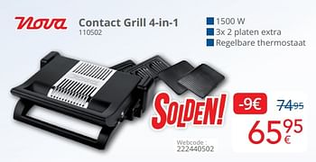 Promoties Nova contact grill 4-in-1 110502 - Nova - Geldig van 04/01/2021 tot 31/01/2021 bij Eldi