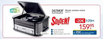 Promotions Denver electronics music center-retro mrd-51 - Denver Electronics - Valide de 04/01/2021 à 31/01/2021 chez Eldi