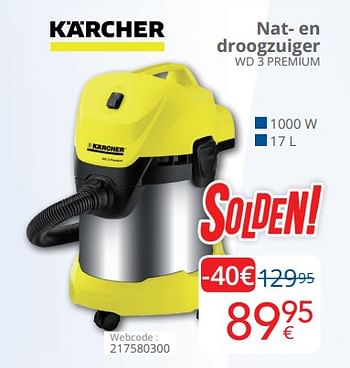 Promoties Kärcher nat- en droogzuiger wd 3 premium - Kärcher - Geldig van 04/01/2021 tot 31/01/2021 bij Eldi