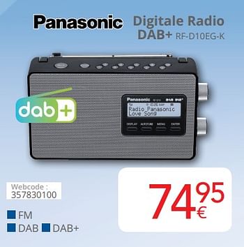 Promoties Panasonic digitale radio dab+ rf-d10eg-k - Panasonic - Geldig van 04/01/2021 tot 31/01/2021 bij Eldi