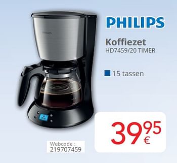 Promoties Philips koffiezet hd7459-20 timer - Philips - Geldig van 04/01/2021 tot 31/01/2021 bij Eldi
