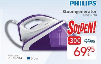 Promoties Philips stoomgenerator hi5914-30 - Philips - Geldig van 04/01/2021 tot 31/01/2021 bij Eldi