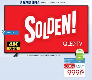 Promoties Samsung smart q-led ultra hd-tv qe65q60tasxxn - Samsung - Geldig van 04/01/2021 tot 31/01/2021 bij Eldi