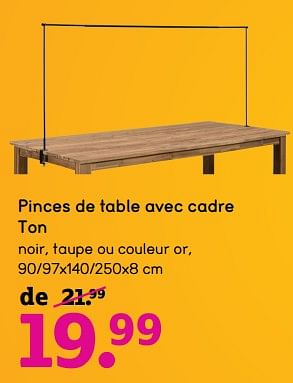Promotions Pinces de table avec cadre ton - Produit maison - Leen Bakker - Valide de 04/01/2021 à 31/01/2021 chez Leen Bakker