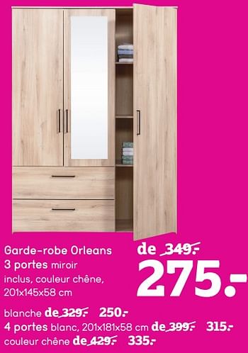 Promotions Garde-robe orleans 3 portes - Produit maison - Leen Bakker - Valide de 04/01/2021 à 31/01/2021 chez Leen Bakker