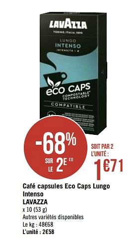 Promotions Café capsules eco caps lungo intenso lavazza - Lavazza - Valide de 04/01/2021 à 17/01/2021 chez Géant Casino