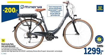 Promoties Minerva elektrische fiets met centrale motor - Minerva - Geldig van 13/01/2021 tot 26/01/2021 bij Makro