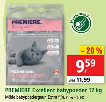 Promotions Premiere excellent babypoeder - Premiere - Valide de 08/01/2021 à 20/01/2021 chez Maxi Zoo