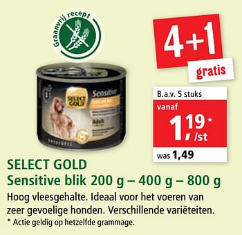 Promotions Select gold sensitive blik - Select Gold - Valide de 08/01/2021 à 20/01/2021 chez Maxi Zoo