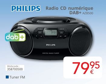 Promotions Philips radio cd numérique dab+ azb500 - Philips - Valide de 04/01/2021 à 31/01/2021 chez Eldi