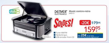 Promotions Denver electronics music centre-retro mrd-51 - Denver Electronics - Valide de 04/01/2021 à 31/01/2021 chez Eldi