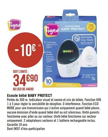 Promotions Ecoute bébé baby protect - Tigex - Valide de 04/01/2021 à 31/01/2021 chez Géant Casino