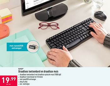 Promoties Draadloos toetsenbord en draadloze muis - Rapoo - Geldig van 16/01/2021 tot 22/01/2021 bij Aldi