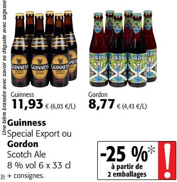 Promotions Guinness special export ou gordon scotch ale - Produit maison - Colruyt - Valide de 04/01/2021 à 12/01/2021 chez Colruyt