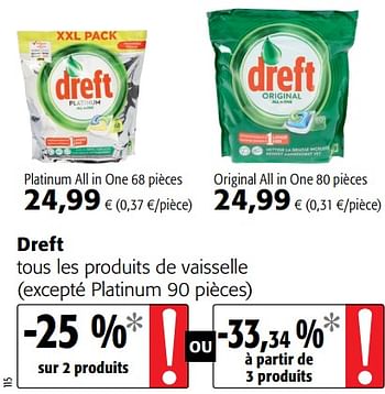 Promotions Dreft tous les produits de vaisselle - Dreft - Valide de 04/01/2021 à 12/01/2021 chez Colruyt