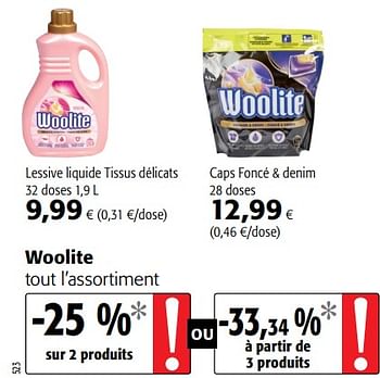 Promoties Woolite tout l`assortiment - Woolite - Geldig van 04/01/2021 tot 12/01/2021 bij Colruyt
