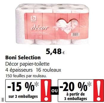 Promoties Boni selection décor papier-toilette - Boni - Geldig van 04/01/2021 tot 12/01/2021 bij Colruyt