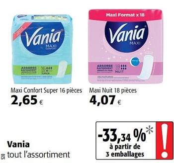 Promotions Vania tout l`assortiment - Vania - Valide de 04/01/2021 à 12/01/2021 chez Colruyt