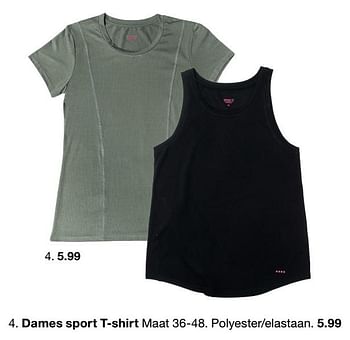 Promoties Dames sport t-shirt - Huismerk - Zeeman  - Geldig van 09/01/2021 tot 15/01/2021 bij Zeeman