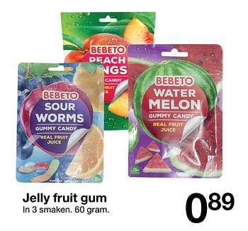 Promoties Jelly fruit gum - BEBETO - Geldig van 09/01/2021 tot 15/01/2021 bij Zeeman