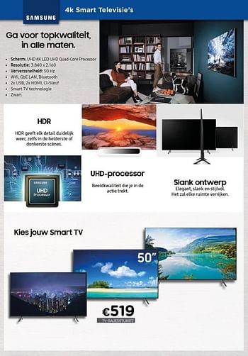 Promoties Samsung 4k smart tv-saue43tu7172 - Samsung - Geldig van 04/01/2021 tot 31/01/2021 bij Compudeals