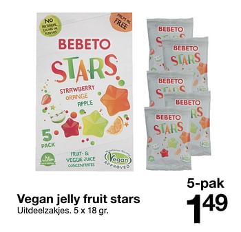 Promoties Vegan jelly fruit stars - BEBETO - Geldig van 09/01/2021 tot 15/01/2021 bij Zeeman