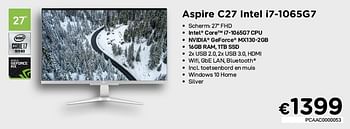Promoties Acer aspire c27 intel i7-1065g7 - Acer - Geldig van 04/01/2021 tot 31/01/2021 bij Compudeals