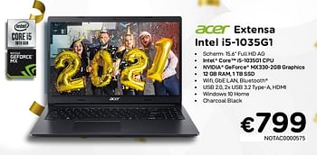 Promoties Acer extensa intel i5-1035g1 - Acer - Geldig van 04/01/2021 tot 31/01/2021 bij Compudeals