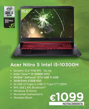 Promoties Acer nitro 5 intel i5-10300h - Acer - Geldig van 04/01/2021 tot 31/01/2021 bij Compudeals