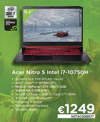 Promoties Acer nitro 5 intel i7-10750h - Acer - Geldig van 04/01/2021 tot 31/01/2021 bij Compudeals