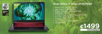 Promoties Acer nitro 7 intel i7-10750h - Acer - Geldig van 04/01/2021 tot 31/01/2021 bij Compudeals