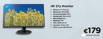 Promoties Hp 27y monitor - HP - Geldig van 04/01/2021 tot 31/01/2021 bij Compudeals